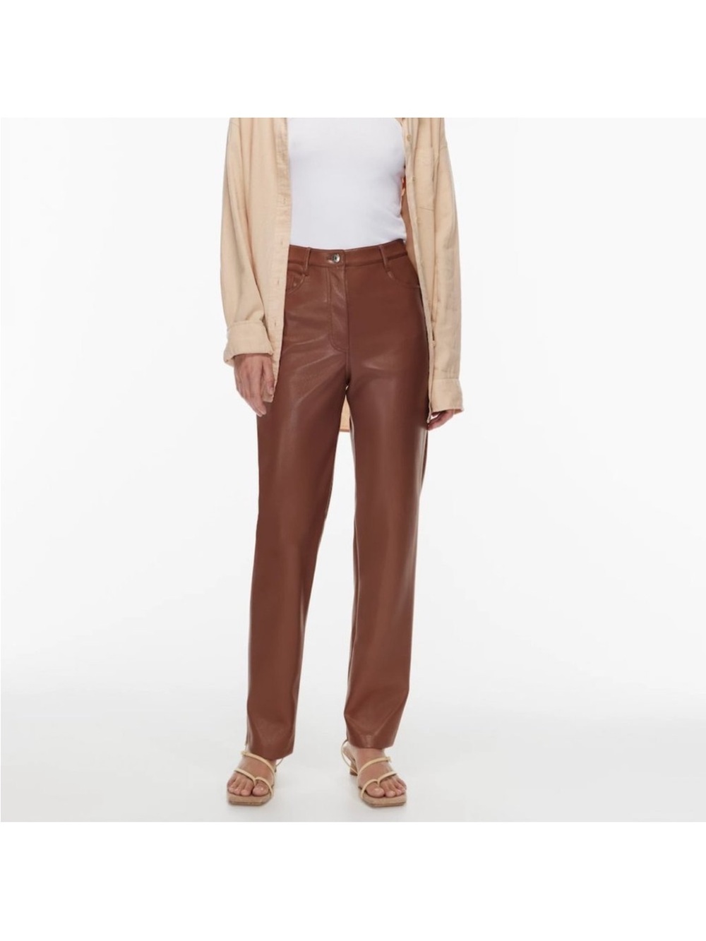 Aritzia Wilfred Melina Vegan Leather Pant in Mocha Size 6 Short NWT